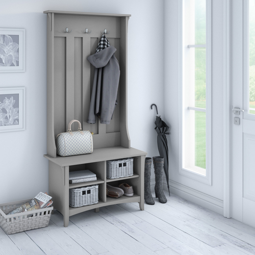 Shop Bush Furniture Salinas Hall Tree with Storage Bench, Image 02, SAL001CG, #color_cape cod gray