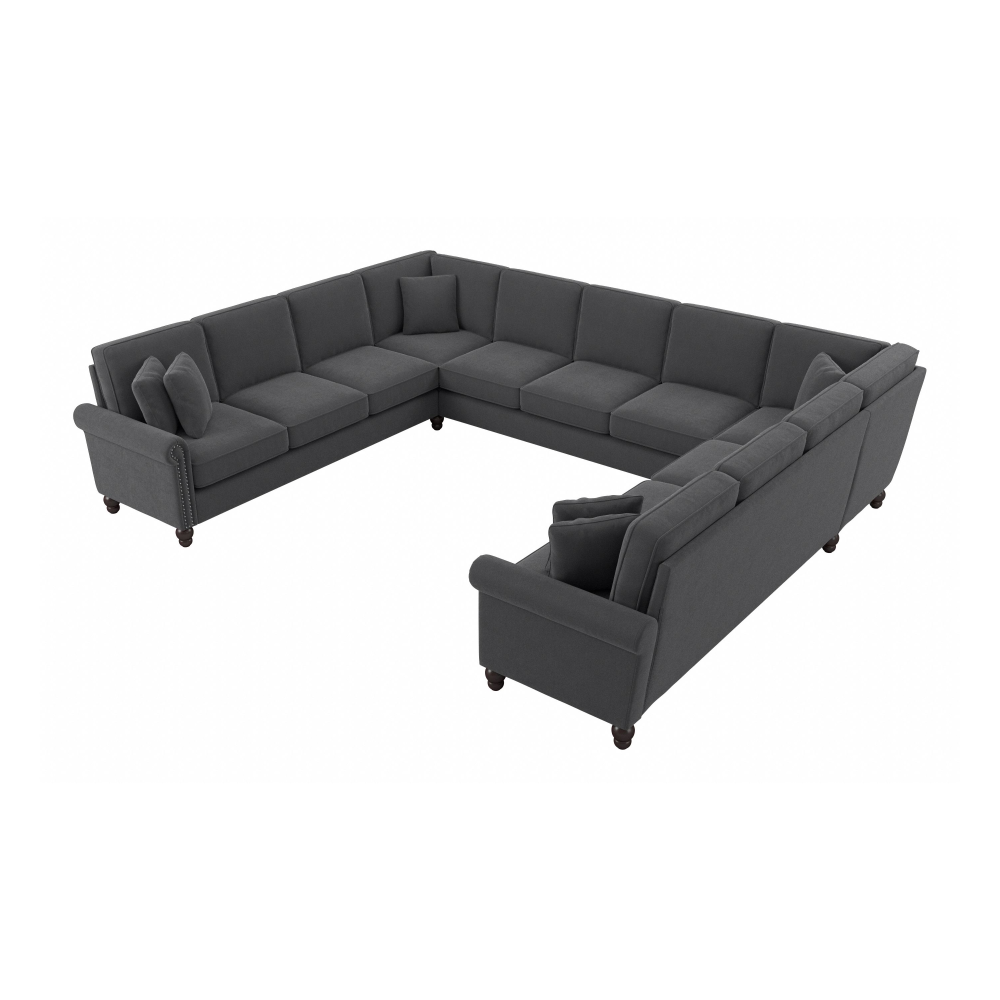 Shop Bush Furniture Coventry 137W U Shaped Sectional Couch, Image 01, CVY135BCGH-03K, #color_charcoal gray herringbone fabr