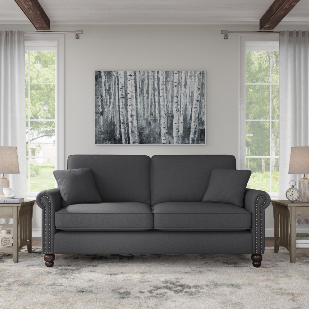 Shop Bush Furniture Coventry 73W Sofa, Image 02, CVJ73BCGH-03K, #color_charcoal gray herringbone fabr