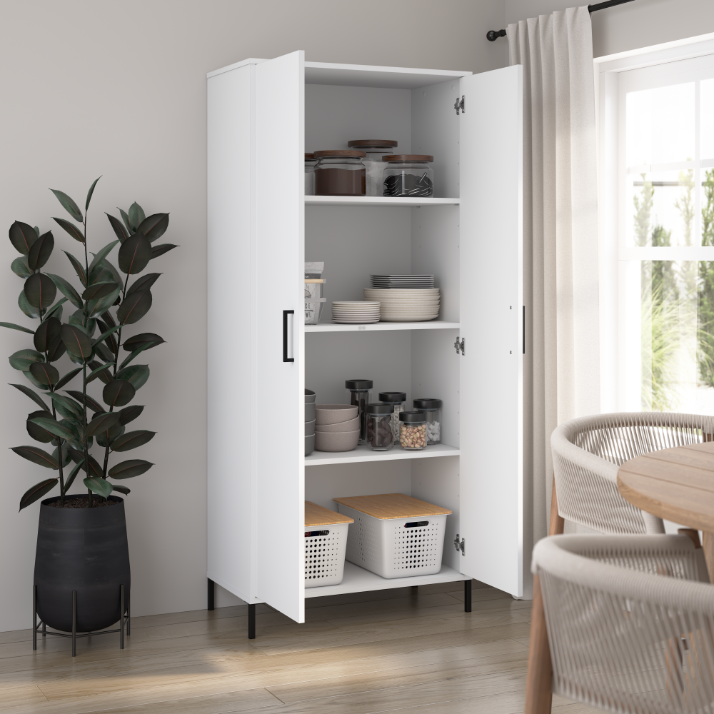Shop Bush Furniture Essence Kitchen Pantry Cabinet, Image 04, ESS129WH-Z, #color_white