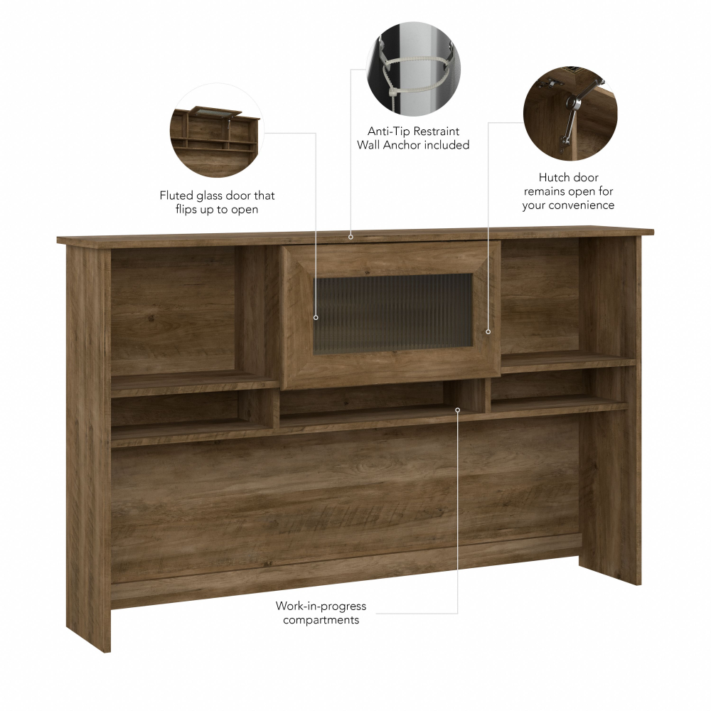 Shop Bush Furniture Cabot 60W Hutch, Image 07, WC31531-03, #color_reclaimed pine