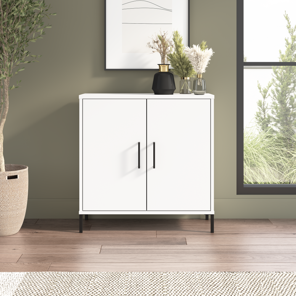 Shop Bush Furniture Soho Low Storage Cabinet with Doors, Image 02, SHS229WH-Z, #color_white