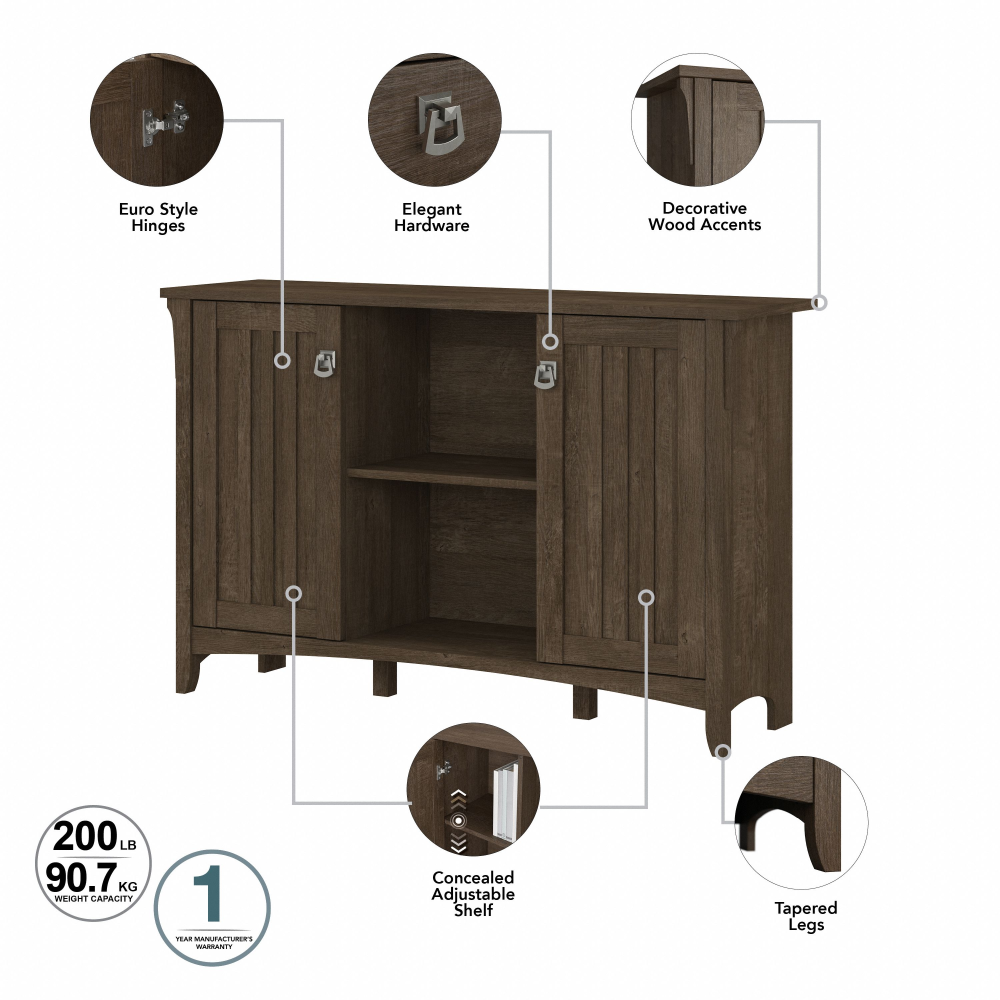 Shop Bush Furniture Salinas Entryway Storage Set with Hall Tree, Shoe Bench and Accent Cabinet, Image 06, SAL008ABR, #color_ash brown