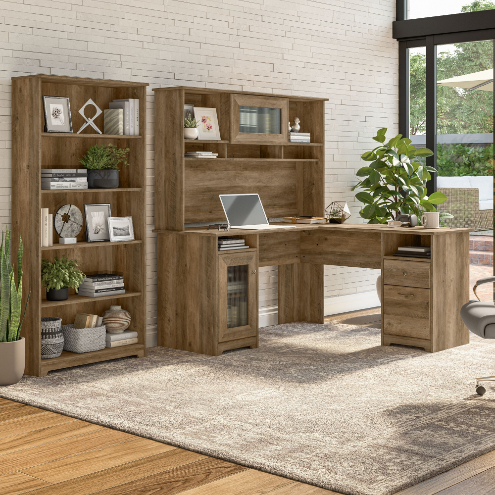 Bush Home Cabot 60W L Shaped Computer Desk with Hutch and 5