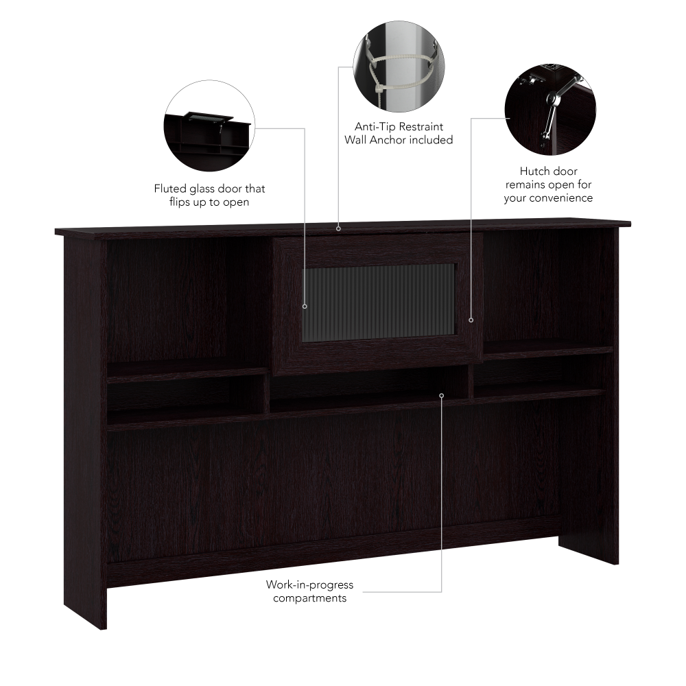 Shop Bush Furniture Cabot 60W Desk Hutch, Image 08, WC31831, #color_espresso oak