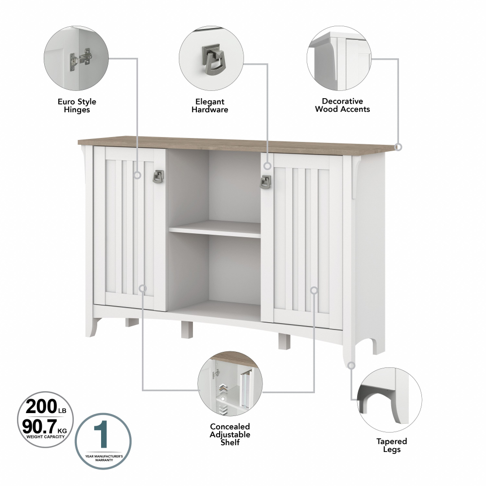 Shop Bush Furniture Salinas Entryway Storage Set with Hall Tree, Shoe Bench and Accent Cabinet, Image 06, SAL008G2W, #color_shiplap gray/pure white
