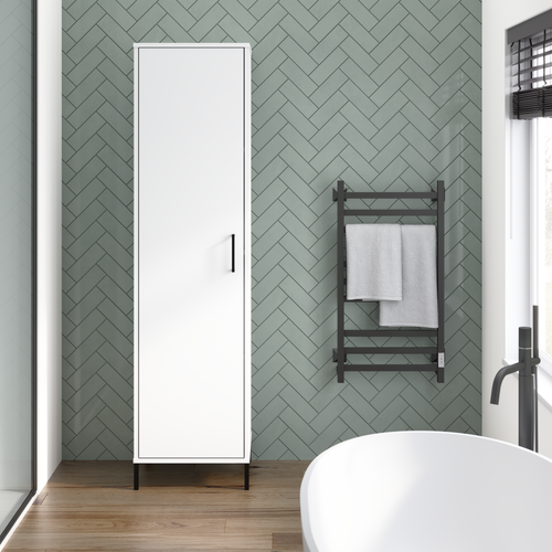 Shop Bush Furniture Essence Narrow Bathroom Storage Cabinet, Image 02, ESS117WH-Z1, #color_white