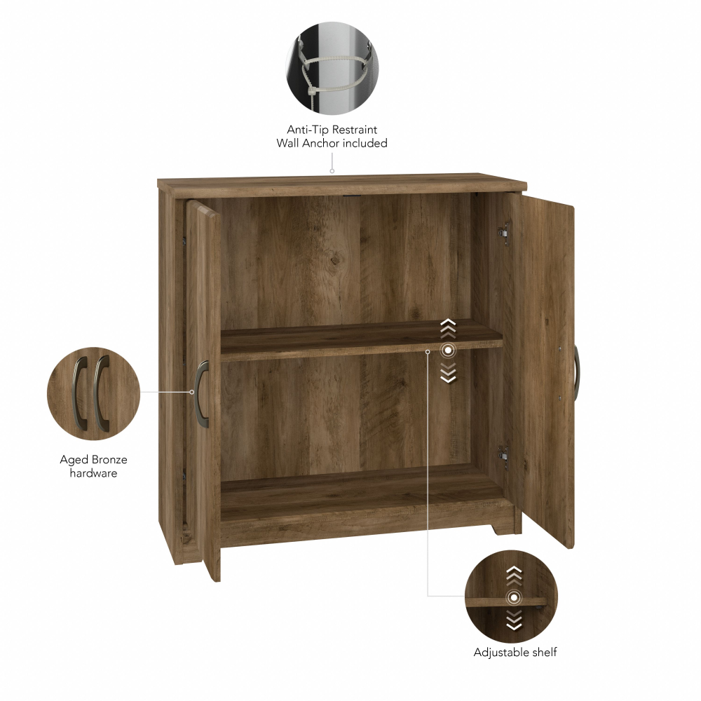 Shop Bush Furniture Cabot Small Storage Cabinet with Doors, Image 09, WC31598, #color_reclaimed pine