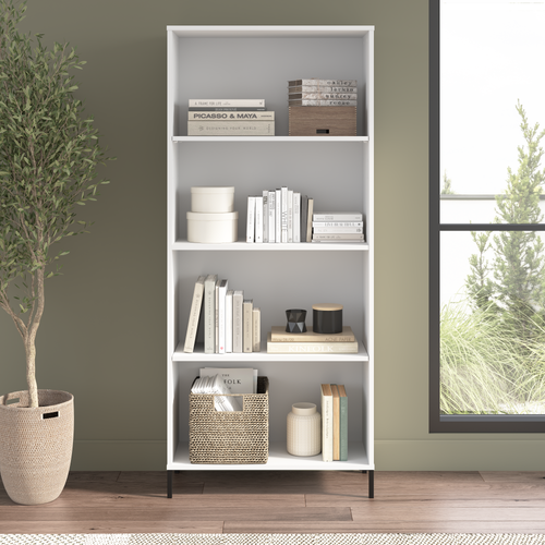 Shop Bush Furniture Soho 4 Shelf Bookcase, Image 02, SHB129WH-Z, #color_white