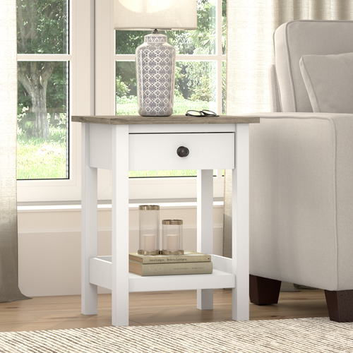 Shop Bush Furniture Mayfield End Table, Image 02, MAT119GW2-03, #color_shiplap gray/pure white