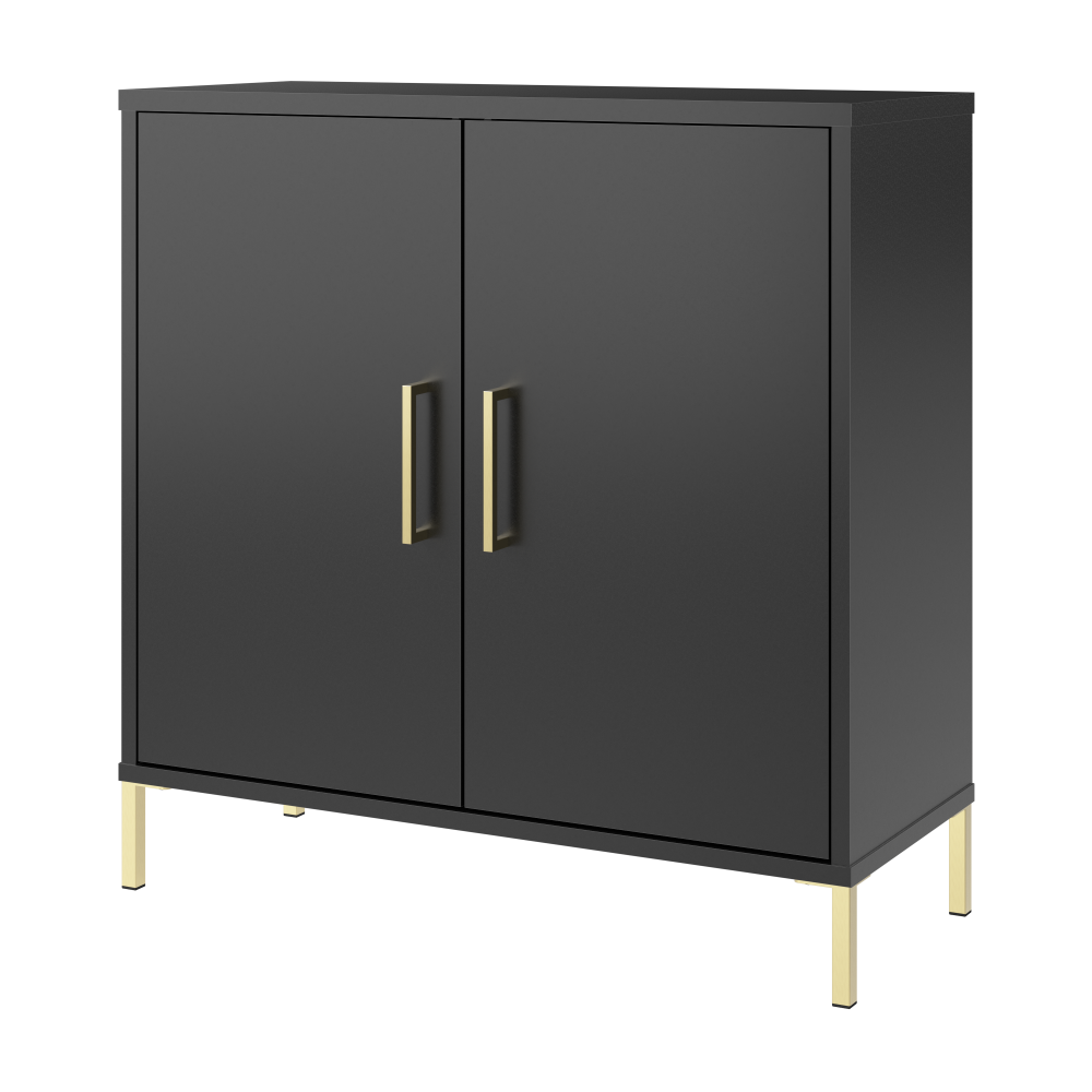 Shop Bush Furniture Soho Low Storage Cabinet with Doors, Image 01, SHS229BL-Z, #color_black stipple