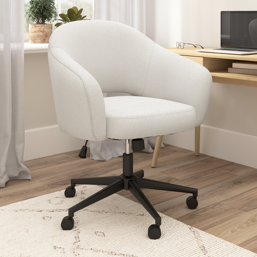 Shop Bush Furniture Fairfax Mid Century Modern Desk Chair for Home Office, Image 02, CH4401LCF-03, #color_light cream fabric