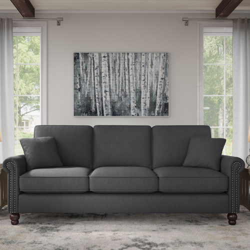 Shop Bush Furniture Coventry 85W Sofa, Image 02, CVJ85BCGH-03K, #color_charcoal gray herringbone fabr