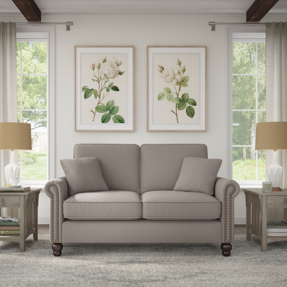 Shop Bush Furniture Coventry 61W Loveseat, Image 02, CVJ61BBGH-03K, #color_beige herringbone fabric