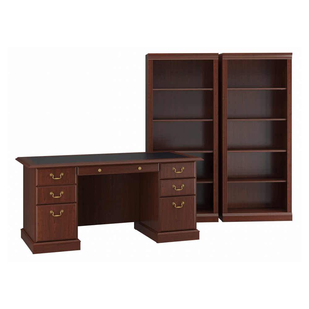 Shop Bush Furniture Saratoga Executive Desk and Bookcase Set, Image 01, SAR003CS, #color_harvest cherry/black
