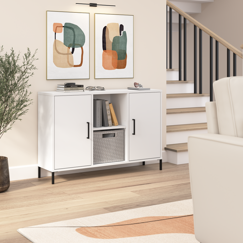 Shop Bush Furniture Essence Accent Cabinet with Doors, Image 02, ESS143WH, #color_white