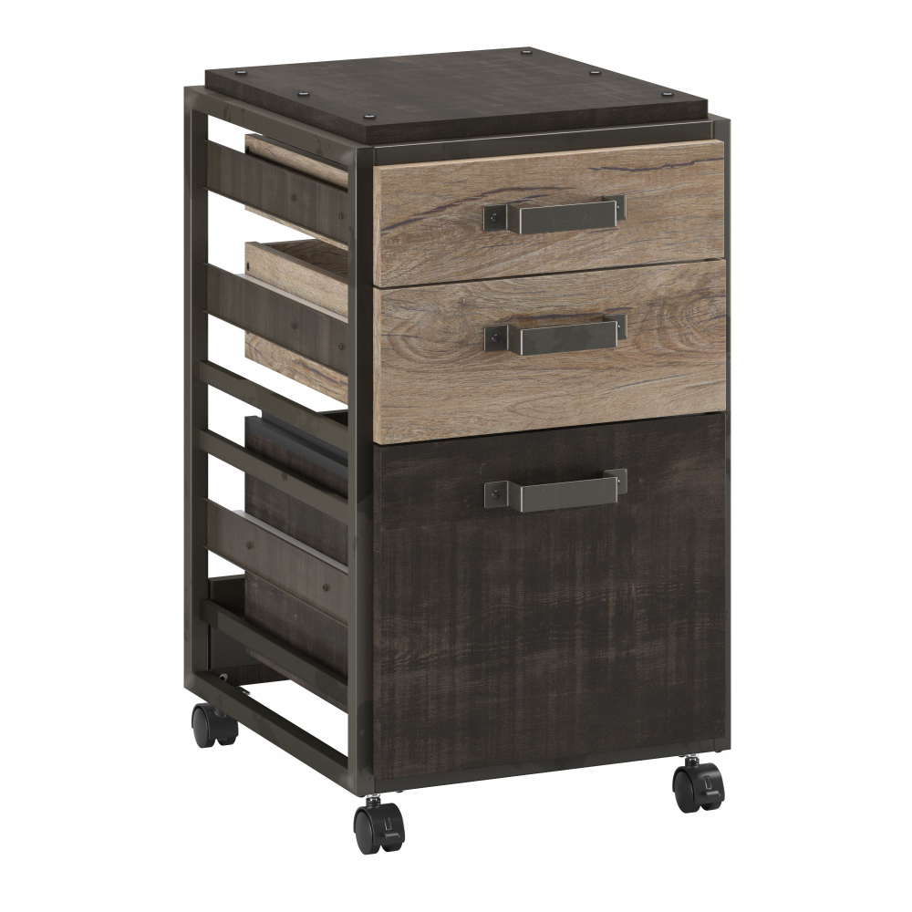 Shop Bush Furniture Refinery 3 Drawer Mobile File Cabinet, Image 01, RFF116RG-03, #color_rustic gray/charred wood
