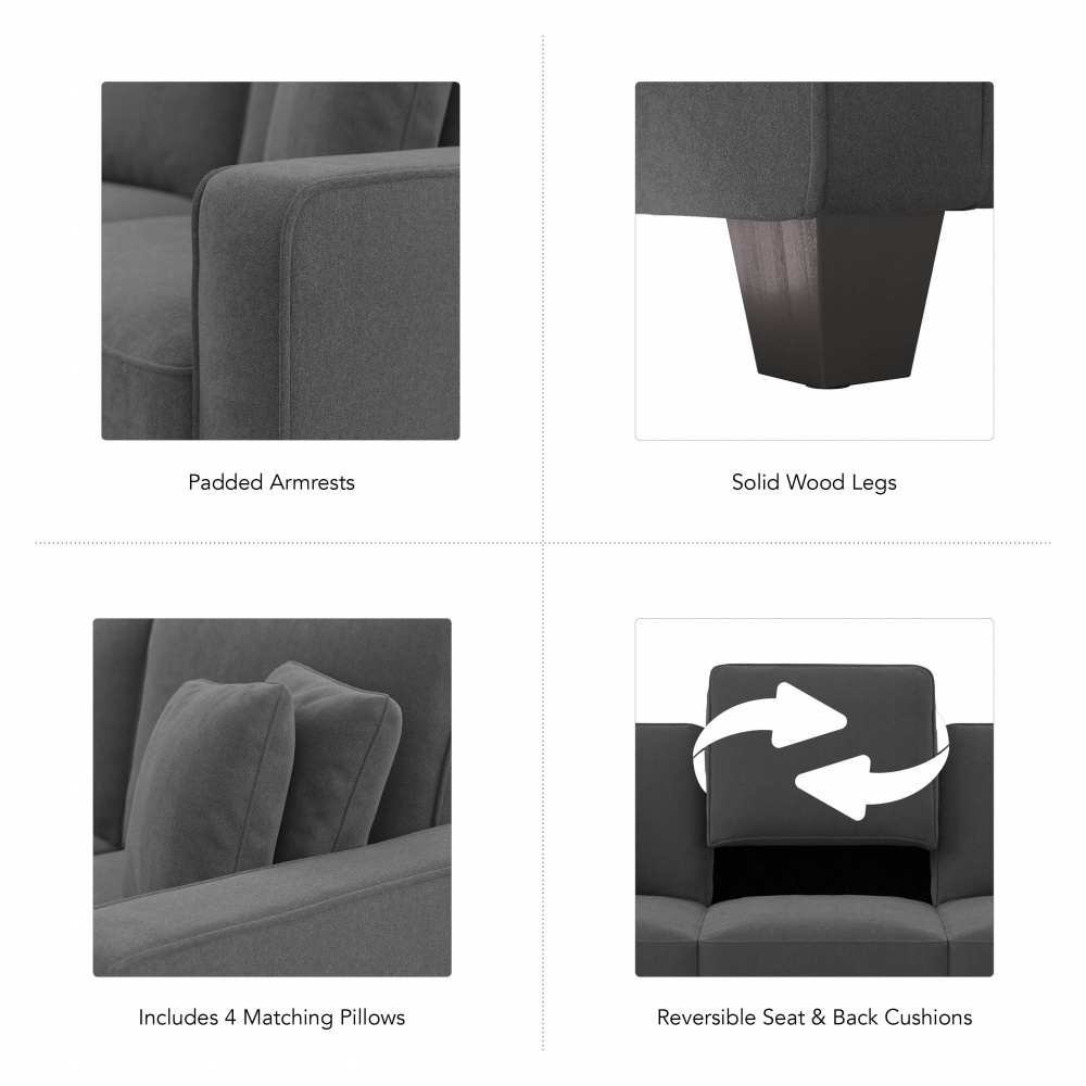 Shop Bush Furniture Stockton 102W Sectional Couch with Reversible Chaise Lounge, Image 07, SNY102SCGH-03K, #color_charcoal gray herringbone fabr