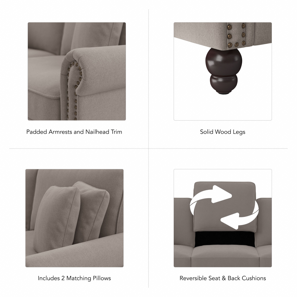 Shop Bush Furniture Coventry 61W Loveseat, Image 08, CVJ61BBGH-03K, #color_beige herringbone fabric