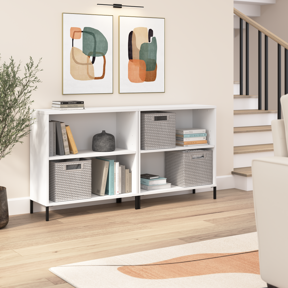 Shop Bush Furniture Essence 2 Shelf Bookcase - Set of 2, Image 02, ESE003WH, #color_white