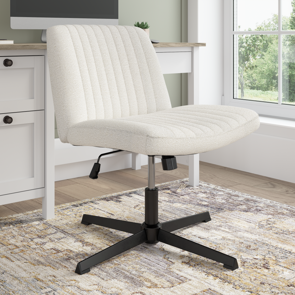 Shop Bush Furniture Sutton Armless Computer Chair Without Wheels, Image 02, CH4201LCF-03, #color_light cream fabric