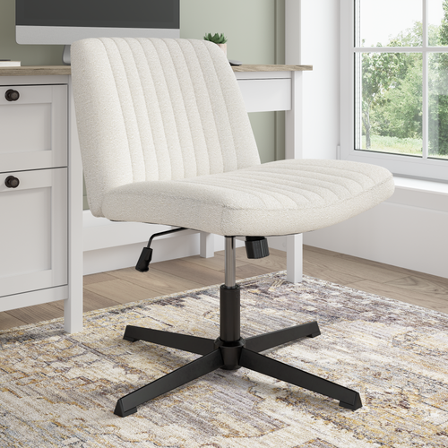 Shop Bush Furniture Sutton Armless Computer Chair Without Wheels, Image 02, CH4201LCF-03, #color_light cream fabric