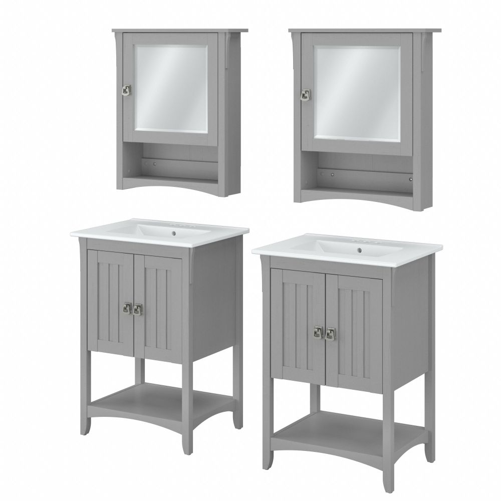 Shop Bush Furniture Salinas 48W Double Vanity Set with Sinks and Medicine Cabinets, Image 01, SAL032CG, #color_cape cod gray