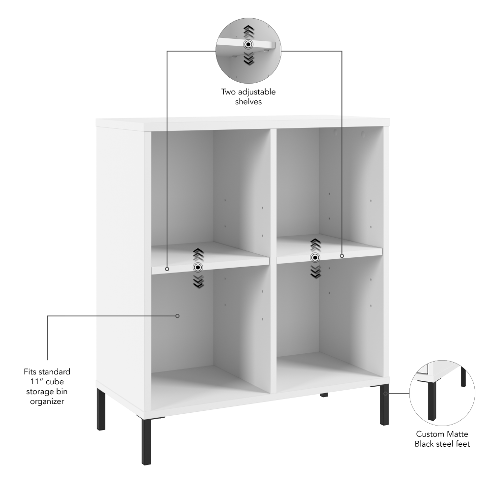 Shop Bush Furniture Essence 4 Cube Organizer, Image 06, ESB125WH, #color_white