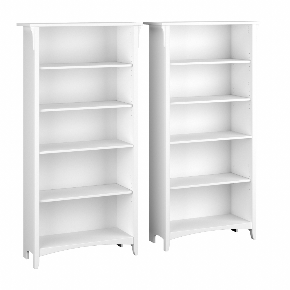 Shop Bush Furniture Salinas Tall 5 Shelf Bookcase - Set of 2, Image 01, SAL036G2W, #color_pure white