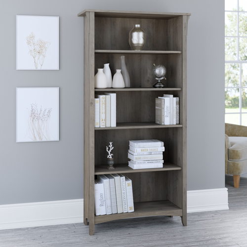 Shop Bush Furniture Salinas Tall 5 Shelf Bookcase, Image 02, SAB132DG-03, #color_driftwood gray