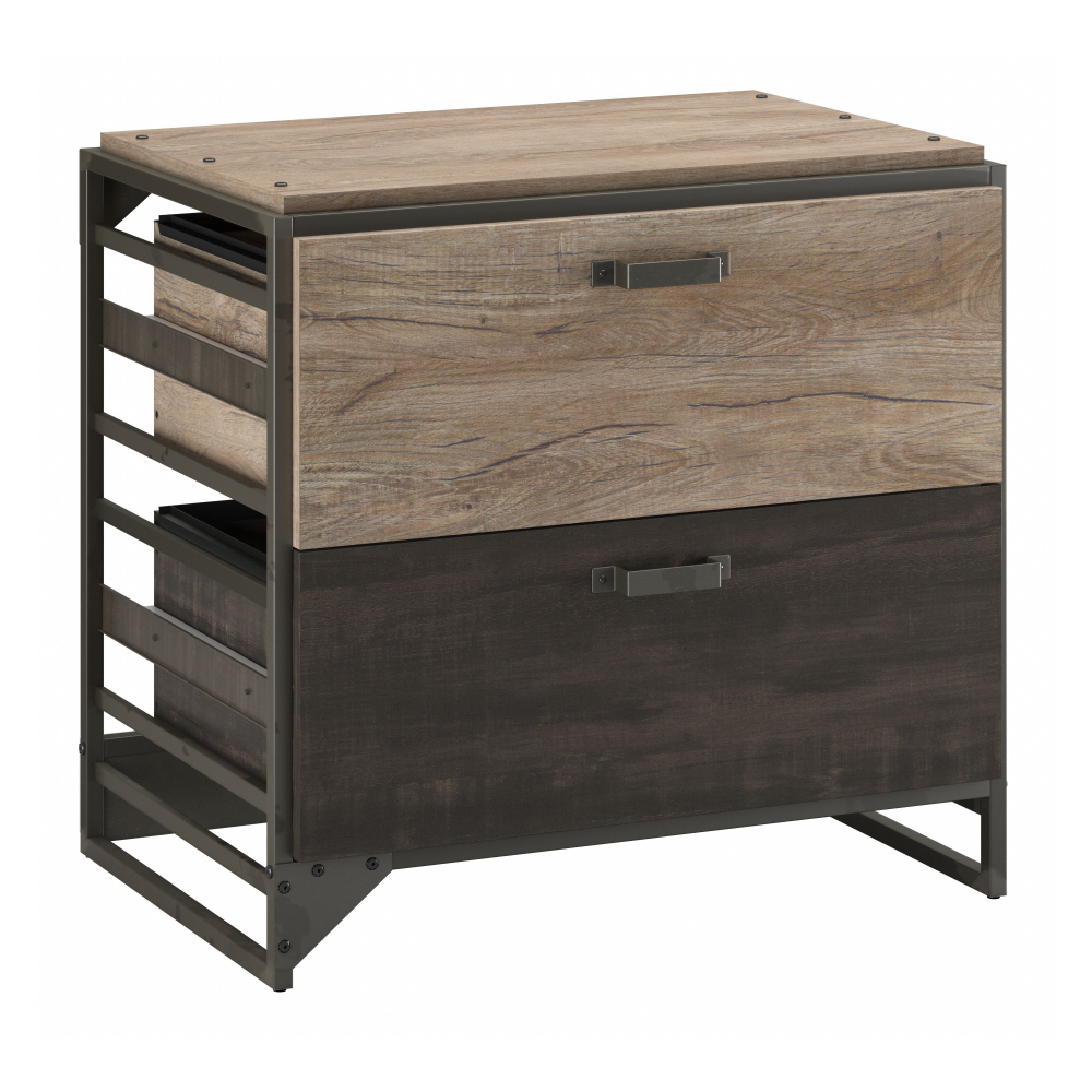 Shop Bush Furniture Refinery 2 Drawer Lateral File Cabinet, Image 01, RFF132RG-03, #color_rustic gray/charred wood