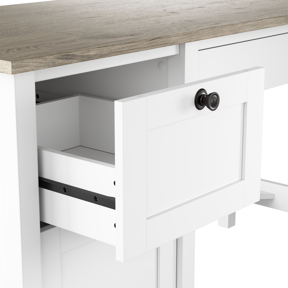 Shop Bush Furniture Mayfield 54W Computer Desk with Drawers, Image 05, MAD254GW2-03, #color_shiplap gray/pure white