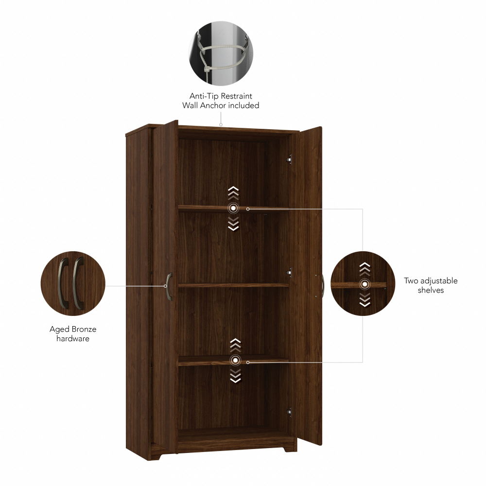 Shop Bush Furniture Cabot Tall Bathroom Storage Cabinet with Doors, Image 08, WC31099-Z1, #color_modern walnut