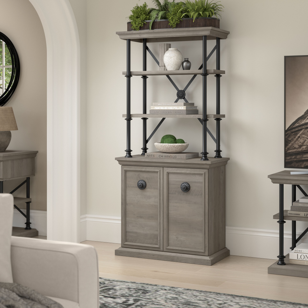 Shop Bush Furniture Coliseum Designer Bookcase with Doors, Image 02, CSB169DG-03, #color_driftwood gray