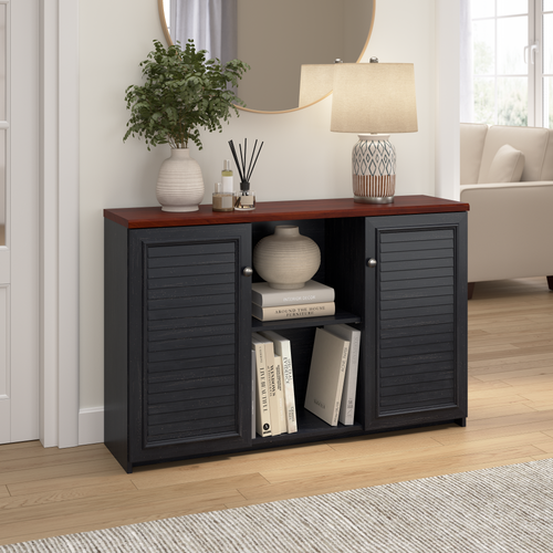 Shop Bush Furniture Fairview Accent Cabinet with Doors, Image 02, WC53948-03, #color_antique black/hansen cherry