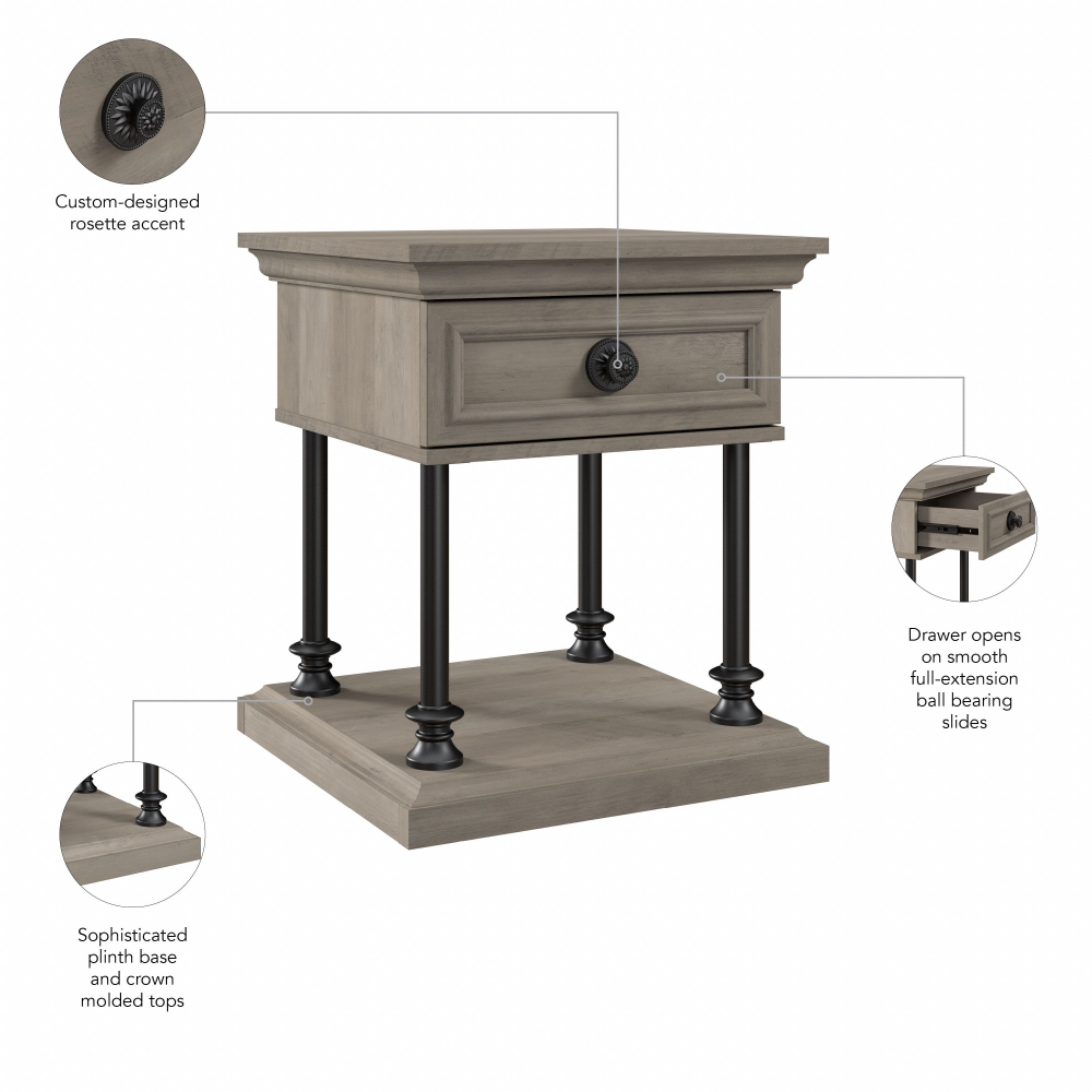 Shop Bush Furniture Coliseum Designer End Table with Storage, Image 08, CST120DG-03, #color_driftwood gray