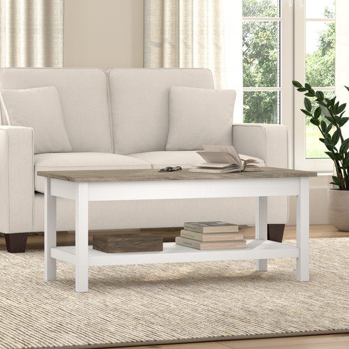 Shop Bush Furniture Mayfield Coffee Table, Image 02, MAT142GW2-03, #color_shiplap gray/pure white