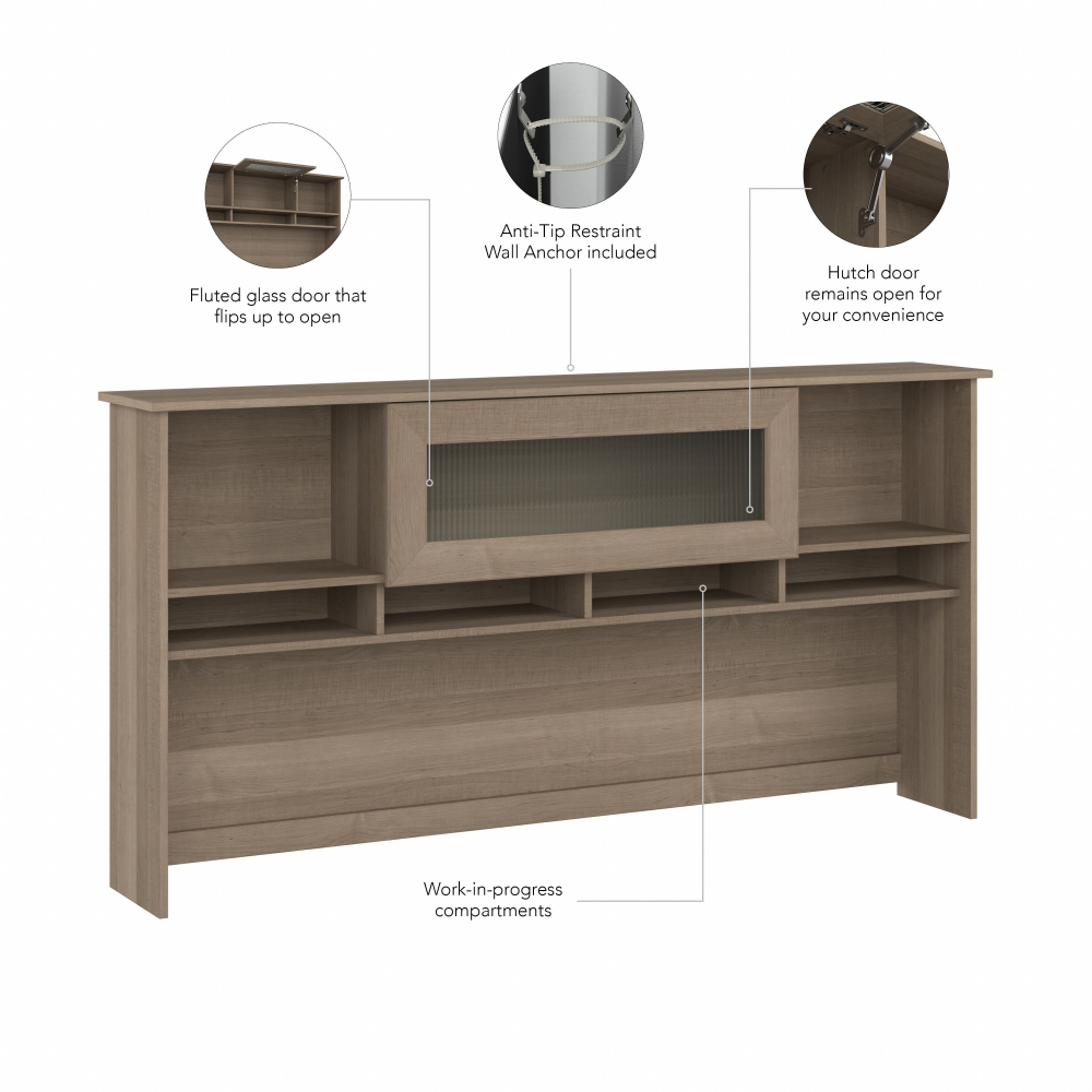 Shop Bush Furniture Cabot 72W Desk Hutch, Image 07, WC31273, #color_ash gray