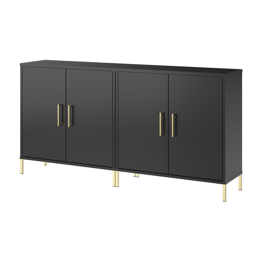 Shop Bush Furniture Soho Low Storage Cabinet with Doors - Set of 2, Image 01, SHH001BL, #color_black stipple