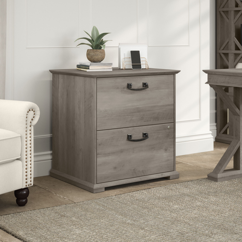 Shop Bush Furniture Homestead Farmhouse Lateral File Cabinet, Image 02, HOF129DG-03, #color_driftwood gray