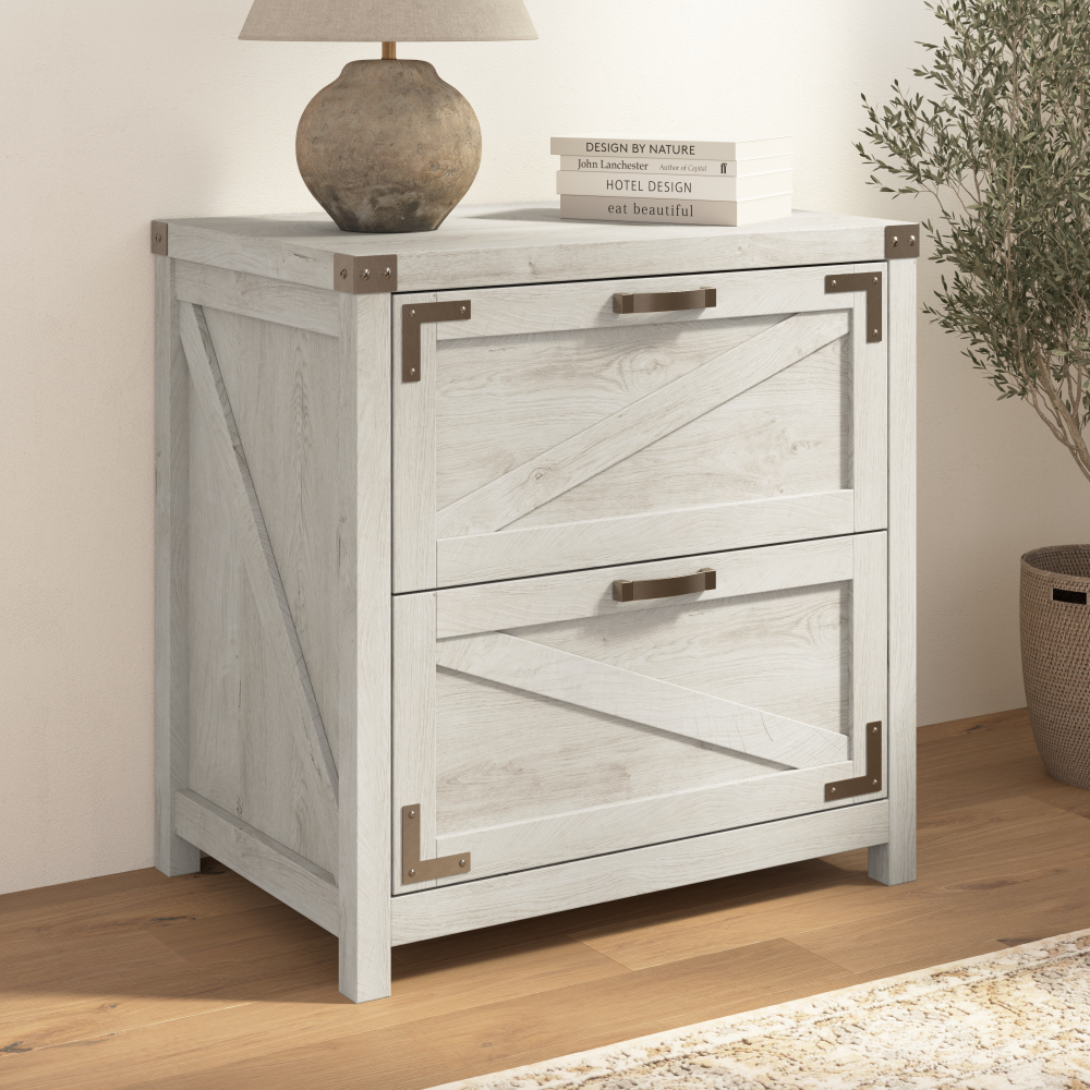 Shop Bush Furniture Knoxville 2 Drawer Lateral File Cabinet, Image 02, CGF129CWH-03, #color_cottage white