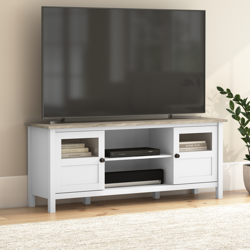 Shop Bush Furniture Mayfield 60W TV Stand, Image 02, MAV260GW2-03, #color_shiplap gray/pure white