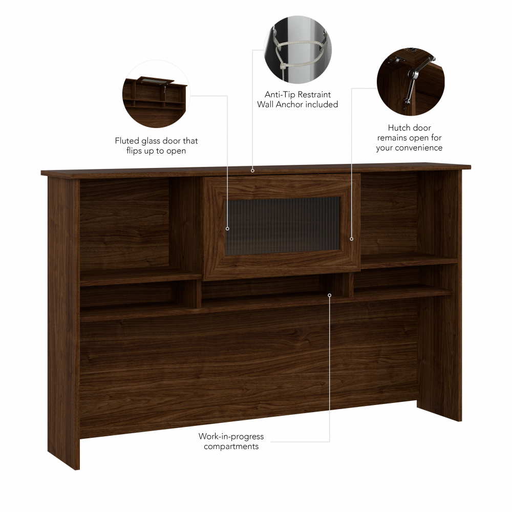 Shop Bush Furniture Cabot 60W Desk Hutch, Image 07, WC31031, #color_modern walnut