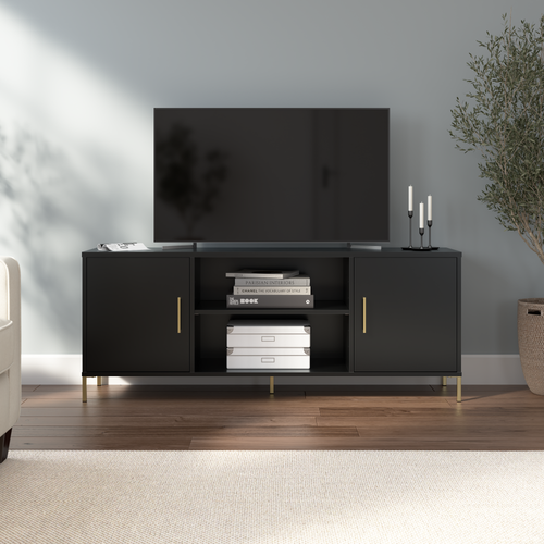Shop Bush Furniture Soho 58W TV Stand, Image 02, SHV158BL-Z, #color_black stipple