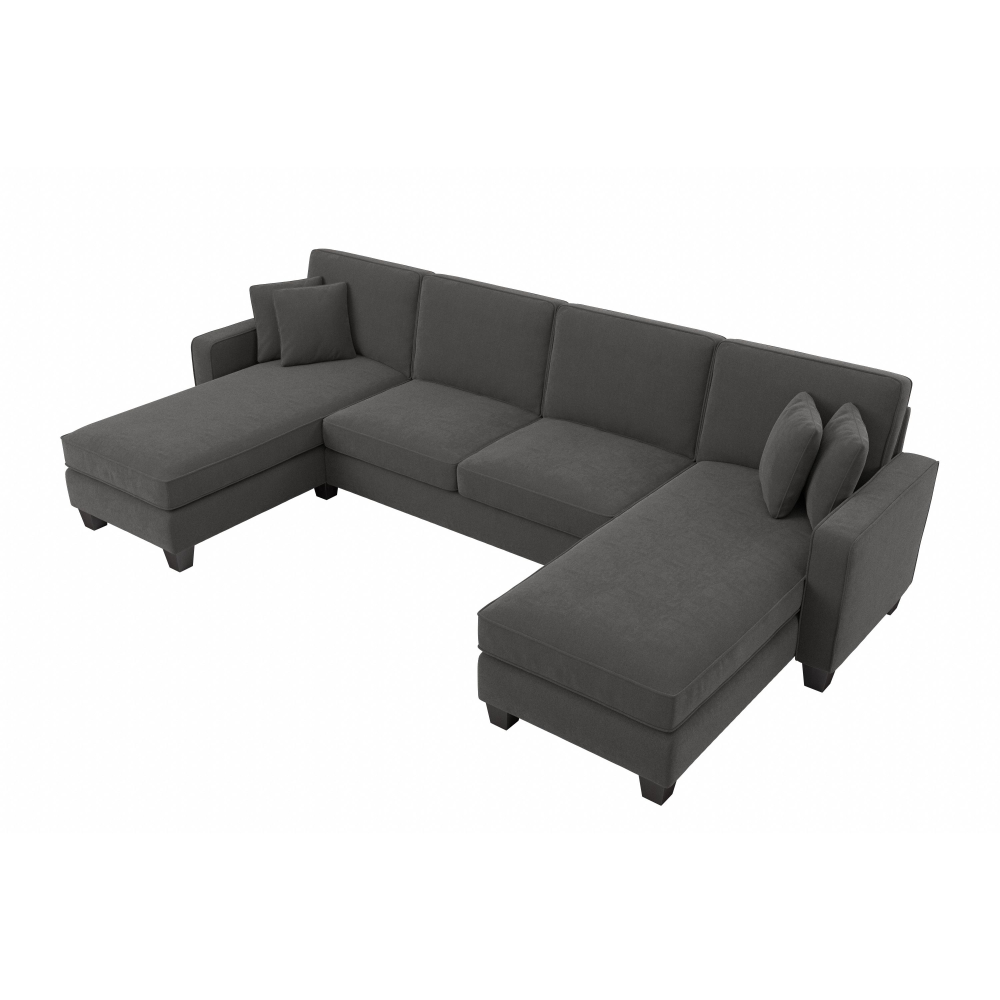 Shop Bush Furniture Stockton 131W Sectional Couch with Double Chaise Lounge, Image 01, SNY130SCGH-03K, #color_charcoal gray herringbone fabr