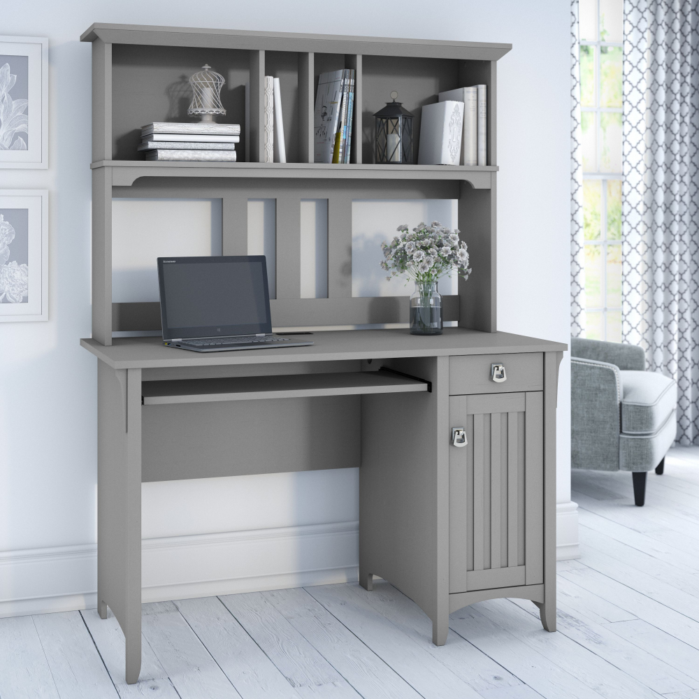 Shop Bush Furniture Salinas Small Computer Desk with Hutch, Image 02, MY72308-03, #color_cape cod gray