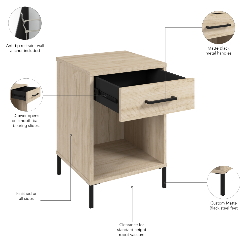 Shop Bush Furniture Essence Nightstand, Image 07, EST116NE-Z, #color_natural elm