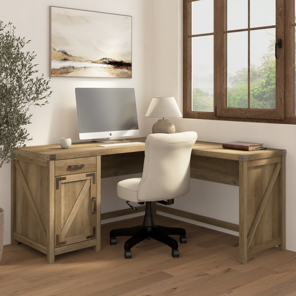 Bush Home Knoxville 60W L Shaped Desk with Drawer and Storage Cabinet Bush Home Knoxville 60W L Shaped Desk with Drawer and Storage Cabinet