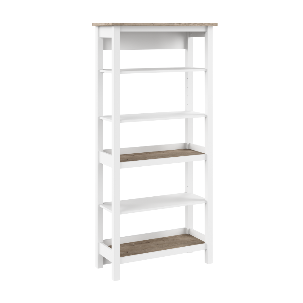 Shop Bush Furniture Mayfield Tall 5 Shelf Bookcase, Image 01, MAB132GW2-03, #color_shiplap gray/pure white