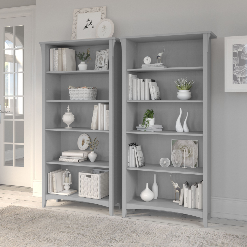 Shop Bush Furniture Salinas Tall 5 Shelf Bookcase - Set of 2, Image 02, SAL036CG, #color_cape cod gray